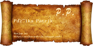 Pálka Patrik névjegykártya